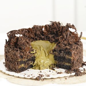 Volcán de chocolate y pistacho